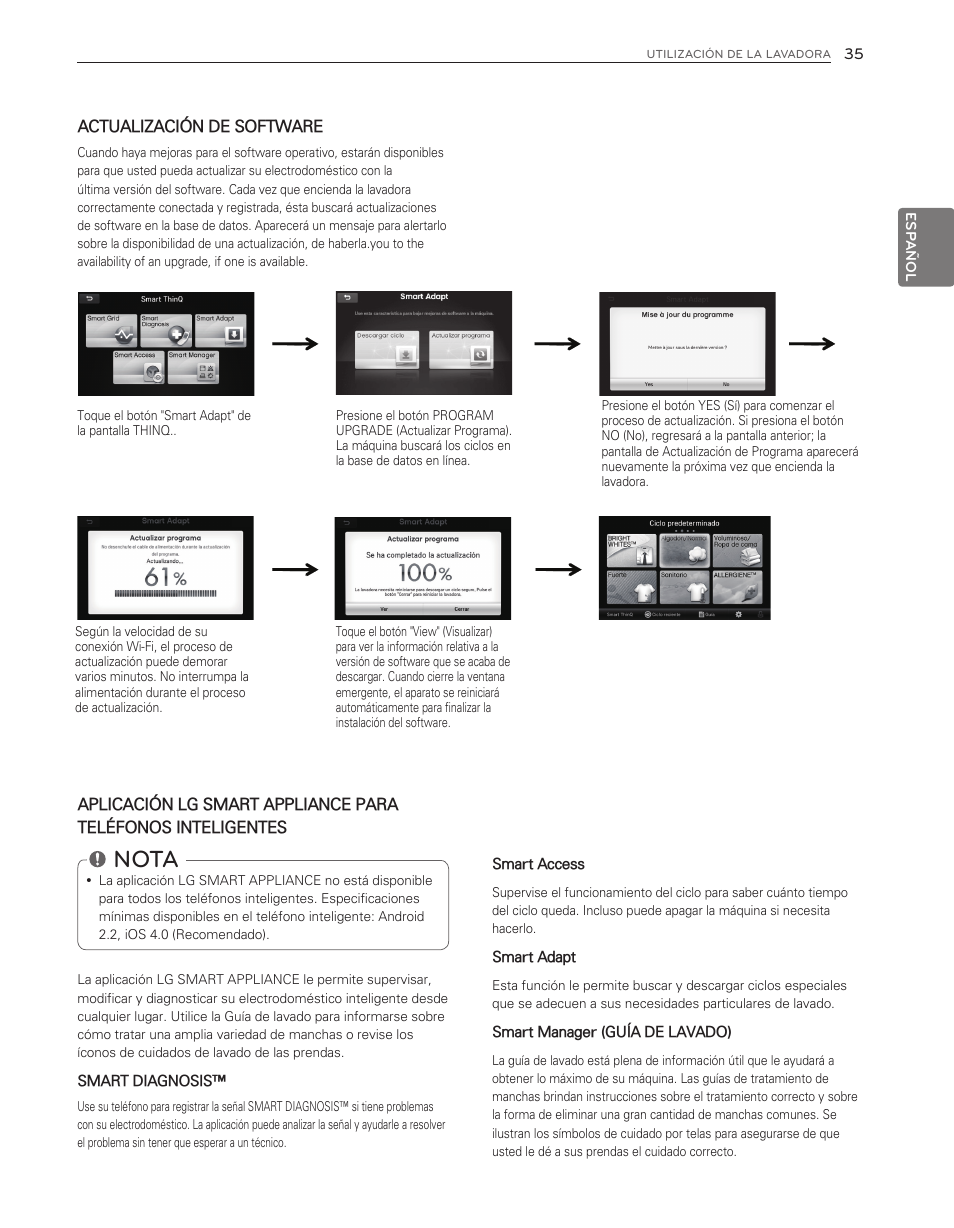 Nota | LG WT6001HVA User Manual | Page 81 / 92