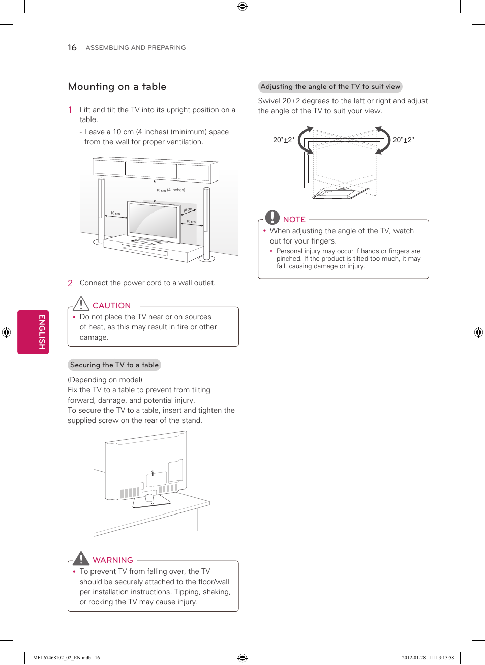 Mounting on a table, See p.16) | LG 55LS5700 User Manual | Page 16 / 40