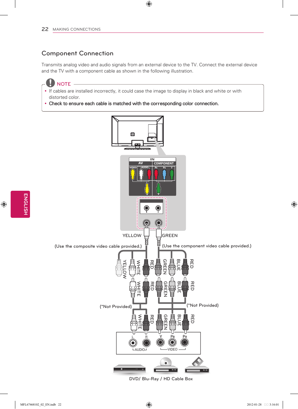 Component connection, See p.22) | LG 55LS5700 User Manual | Page 22 / 40
