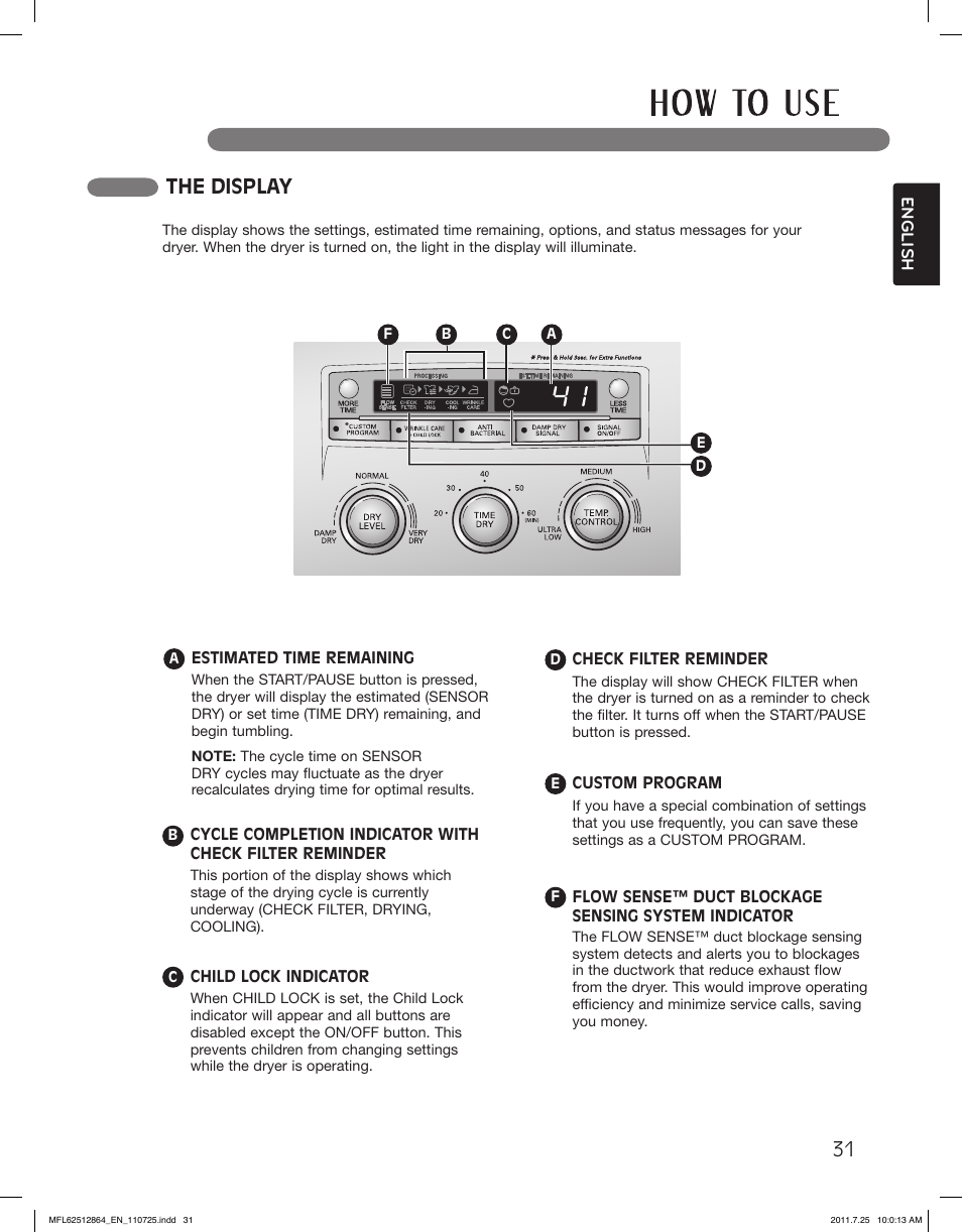 The display | LG DLG2351W User Manual | Page 31 / 92