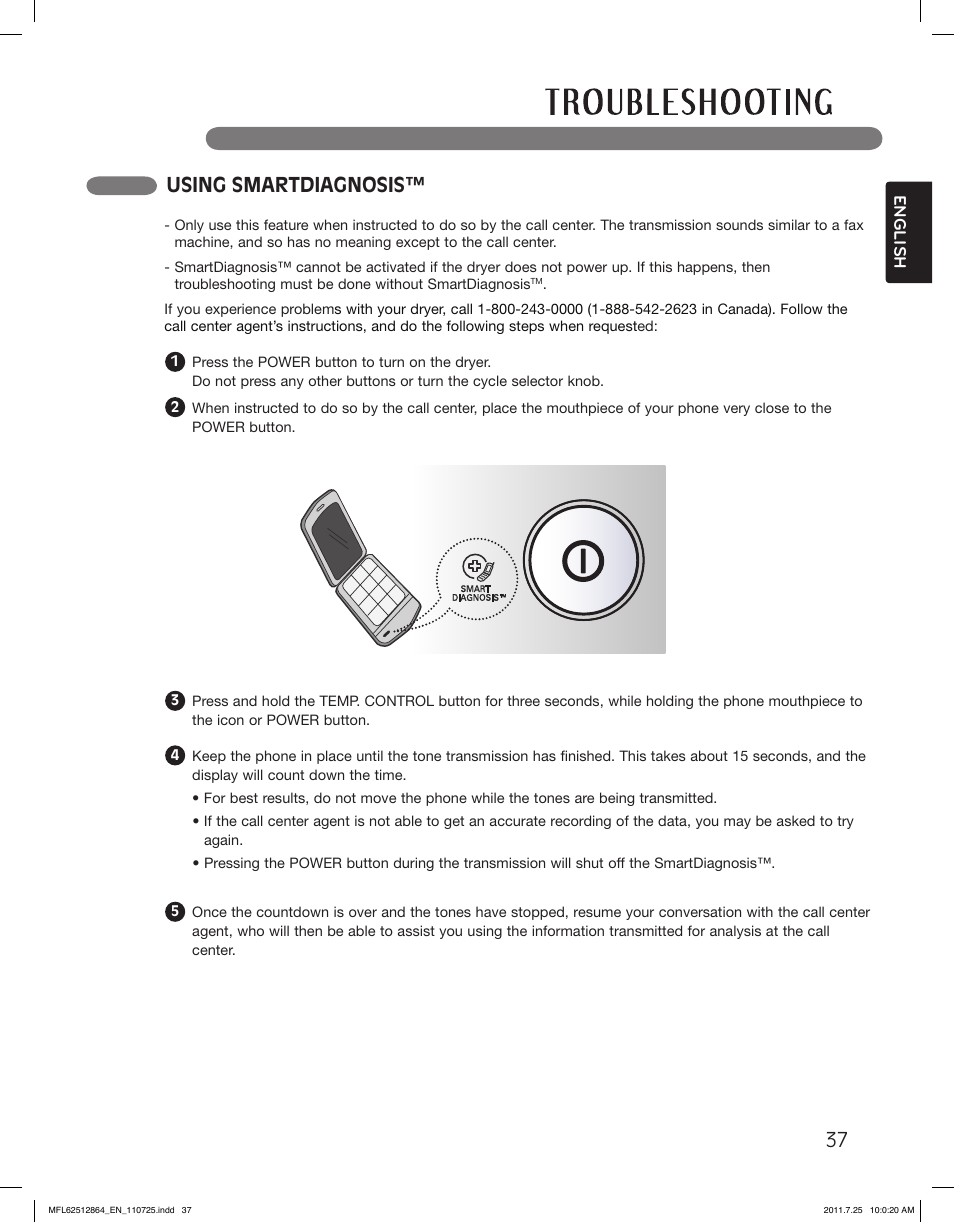 Using smartdiagnosis | LG DLG2351W User Manual | Page 37 / 92