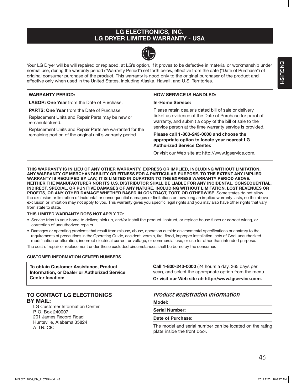 LG DLG2351W User Manual | Page 43 / 92