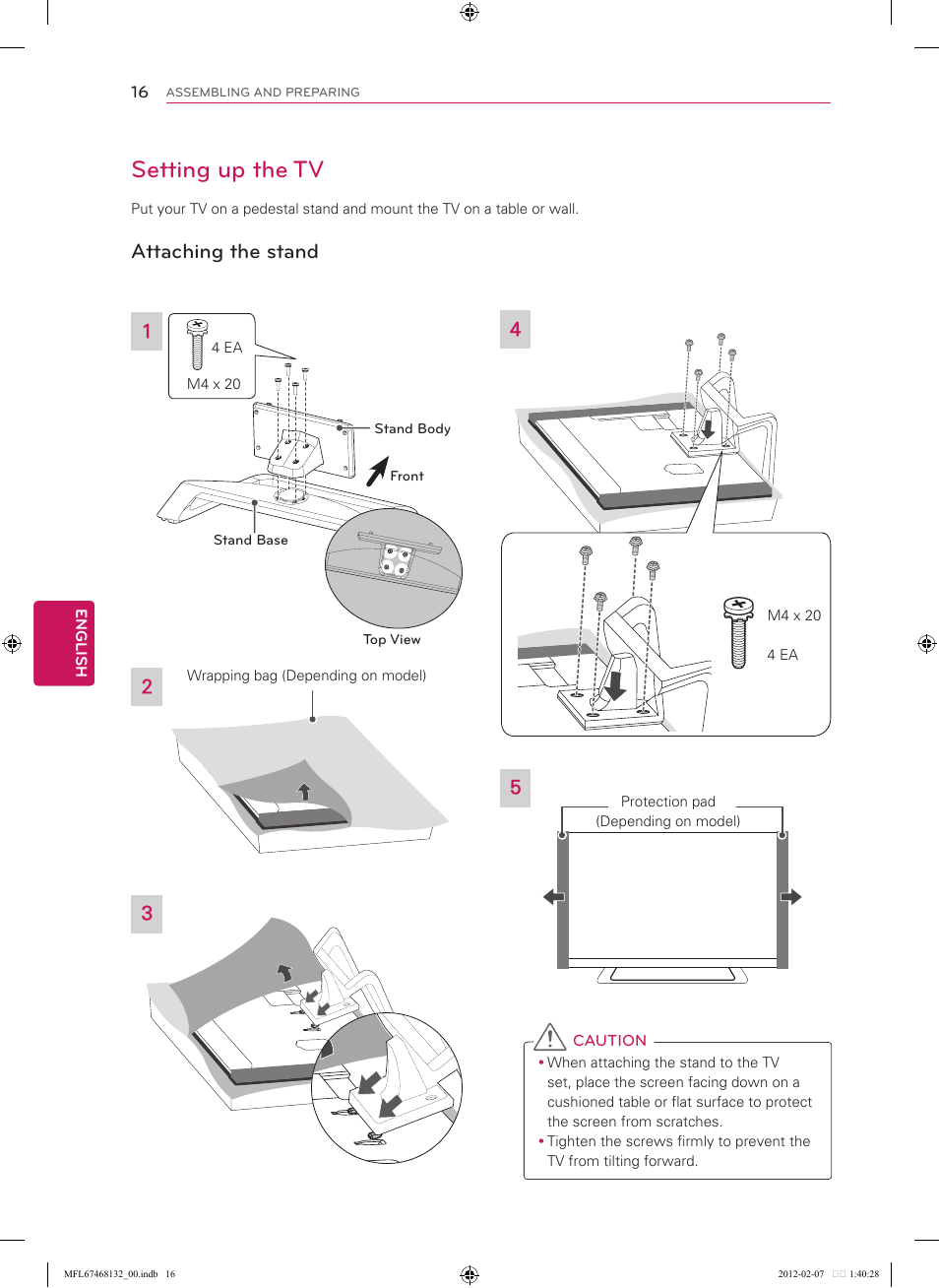 Setting up the tv, Attaching the stand, See p.16) | LG 47LM6200 User Manual | Page 16 / 44