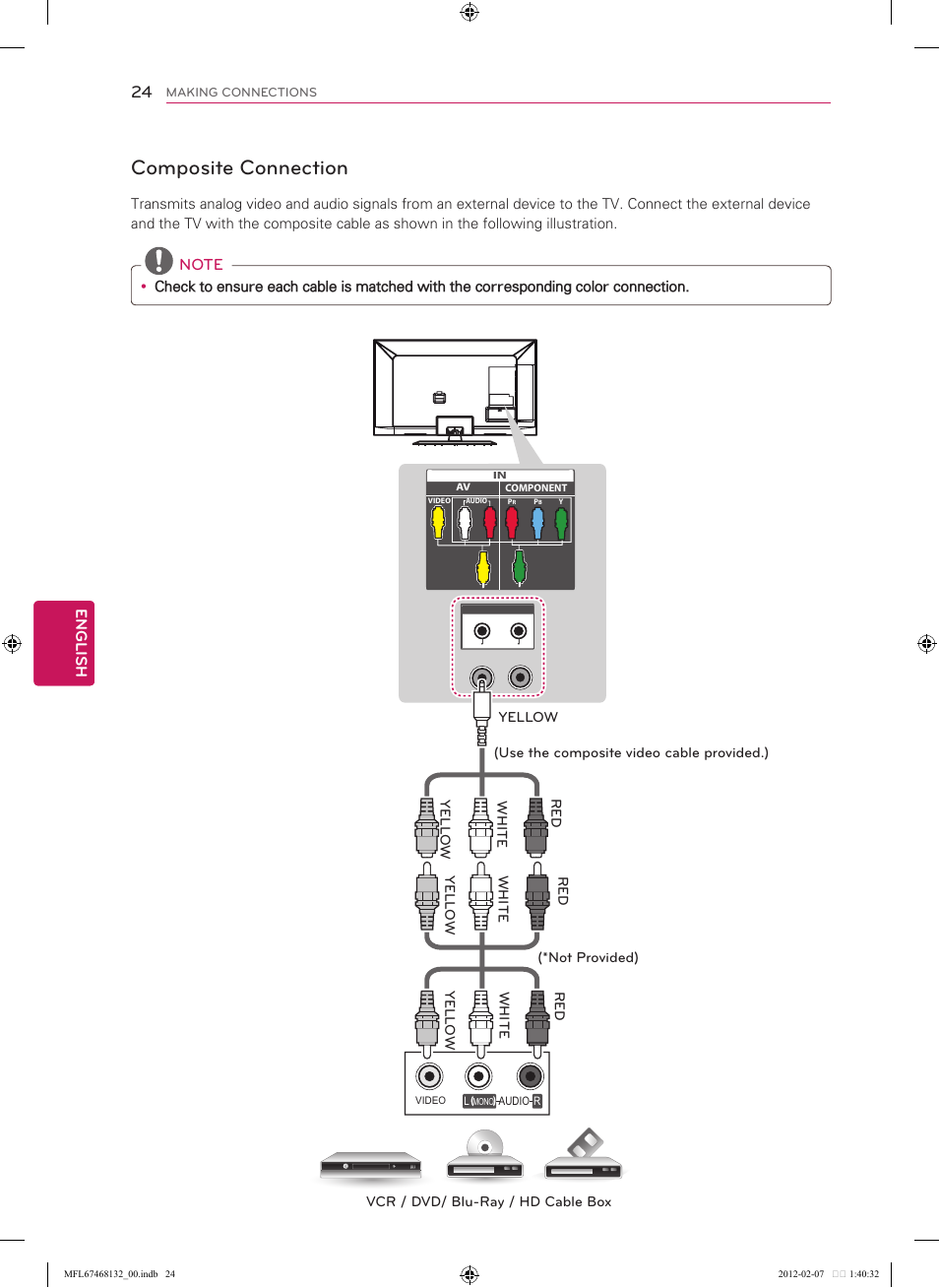 Composite connection, See p.24), English | LG 47LM6200 User Manual | Page 24 / 44