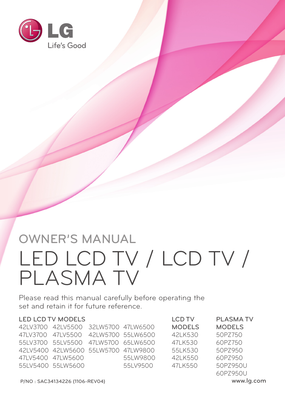 LG 47LV3700 User Manual | 172 pages