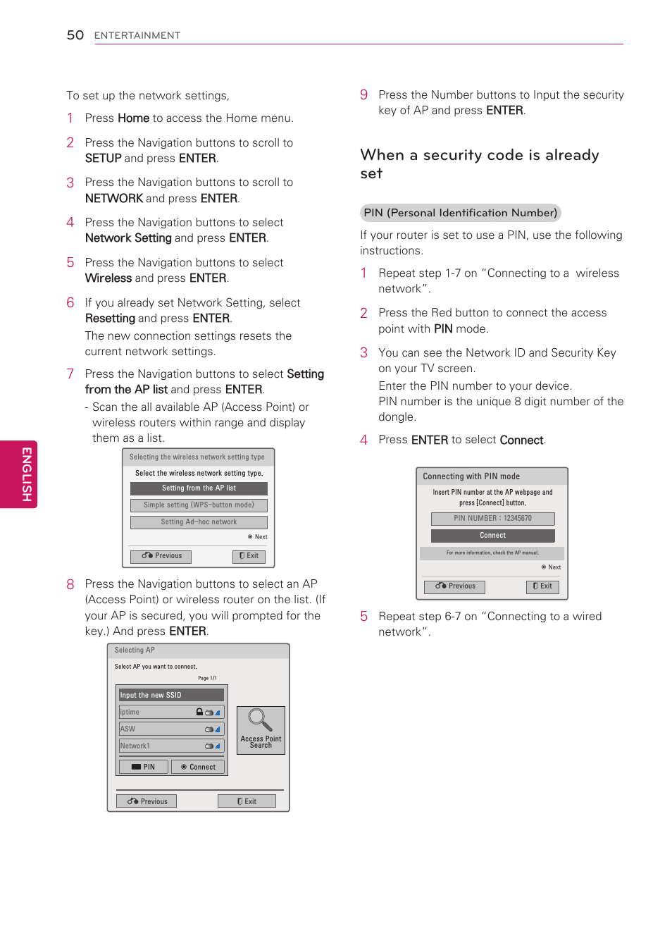 When a security code is already set | LG 47LV3700 User Manual | Page 50 / 172