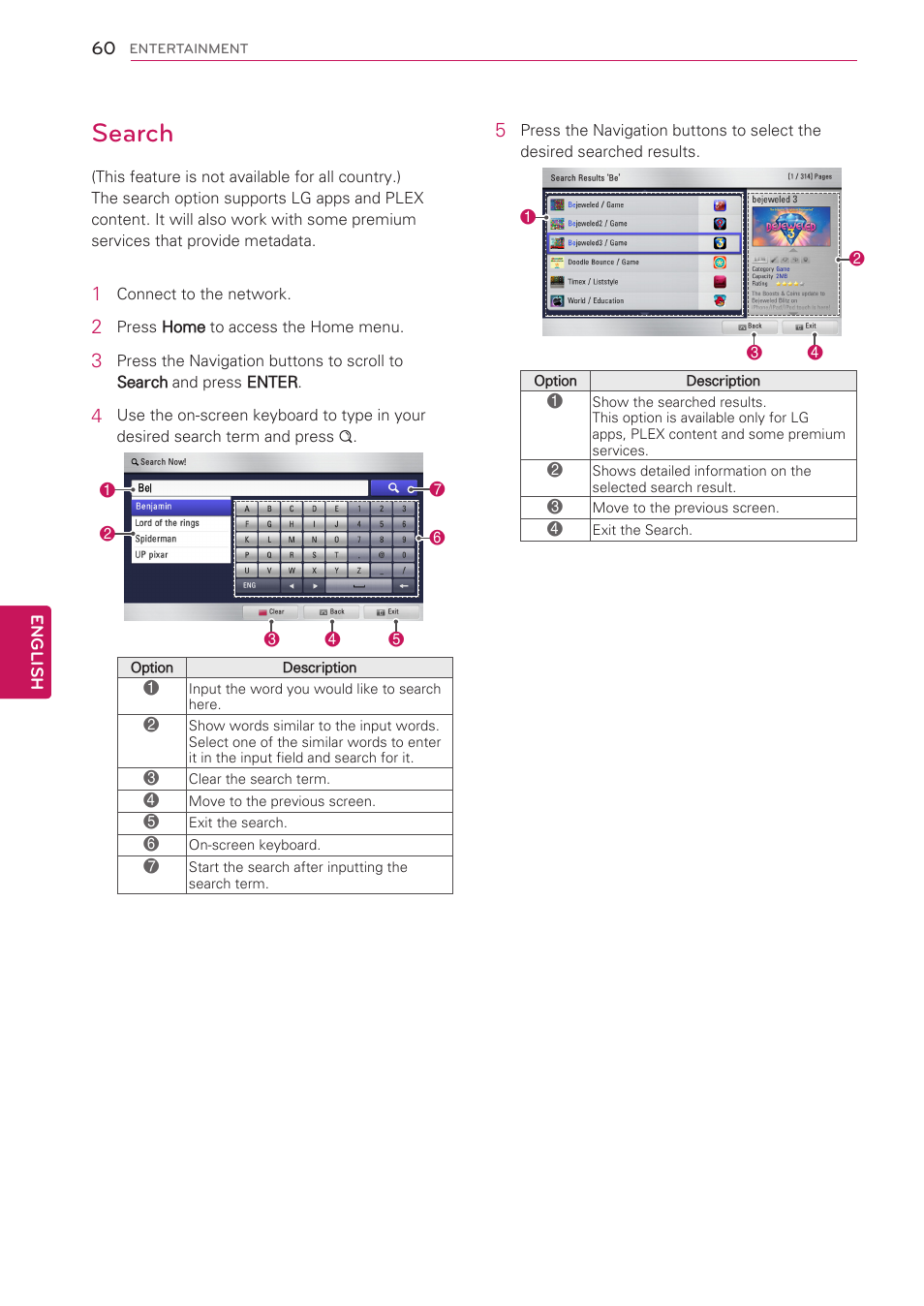 Search | LG 47LV3700 User Manual | Page 60 / 172
