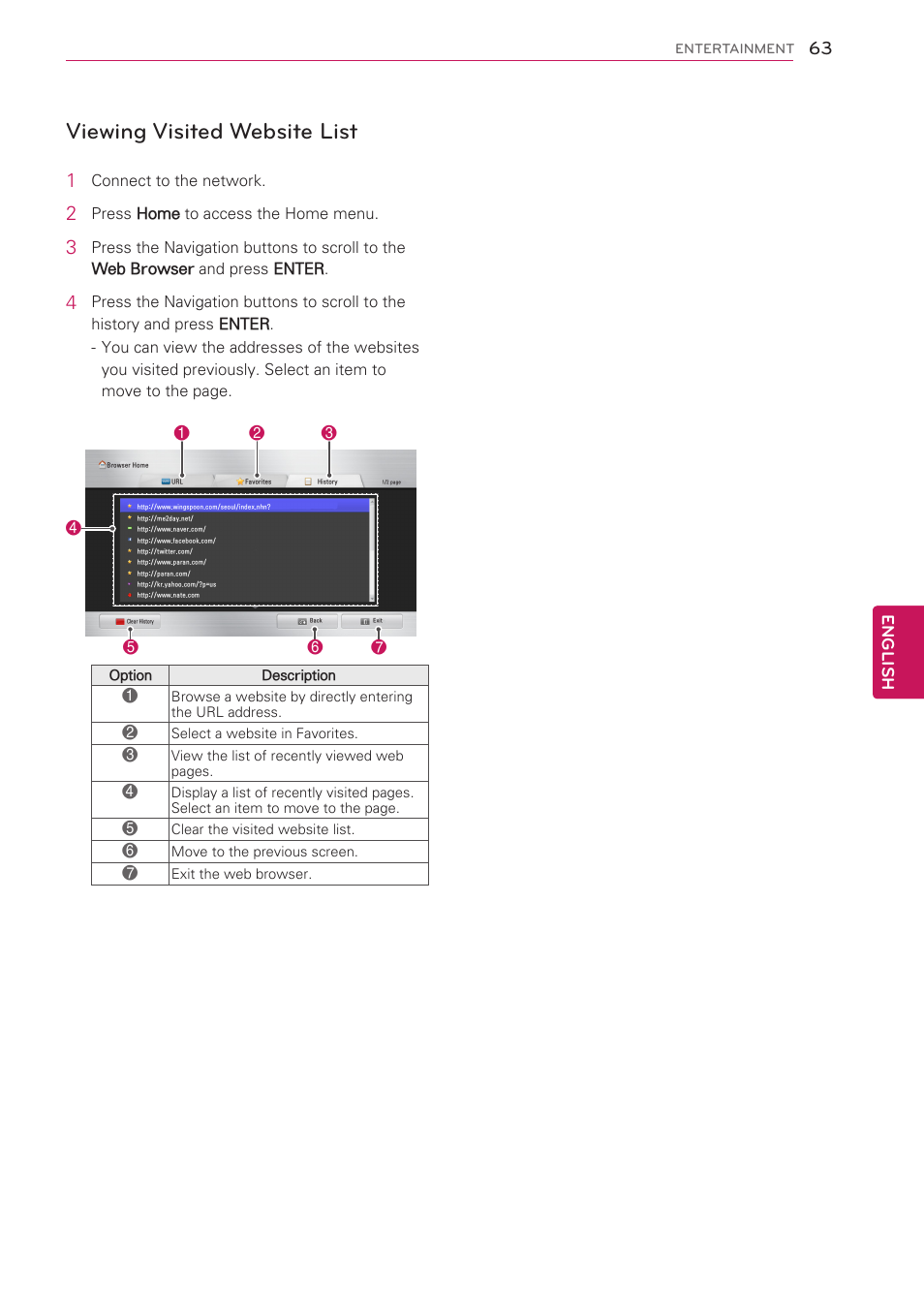 Viewing visited website list | LG 47LV3700 User Manual | Page 63 / 172