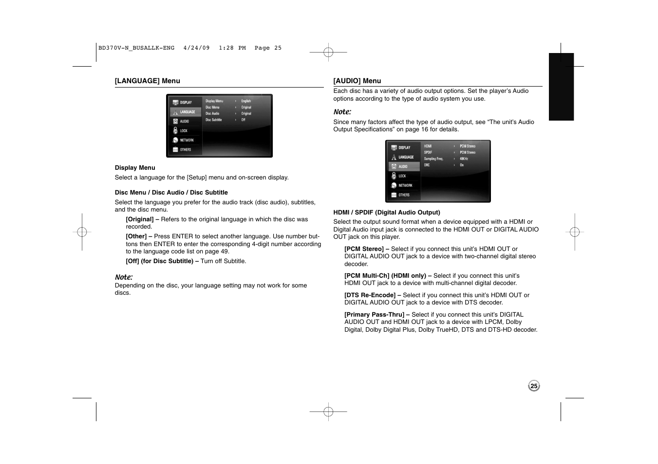 LG BD370 User Manual | Page 25 / 56