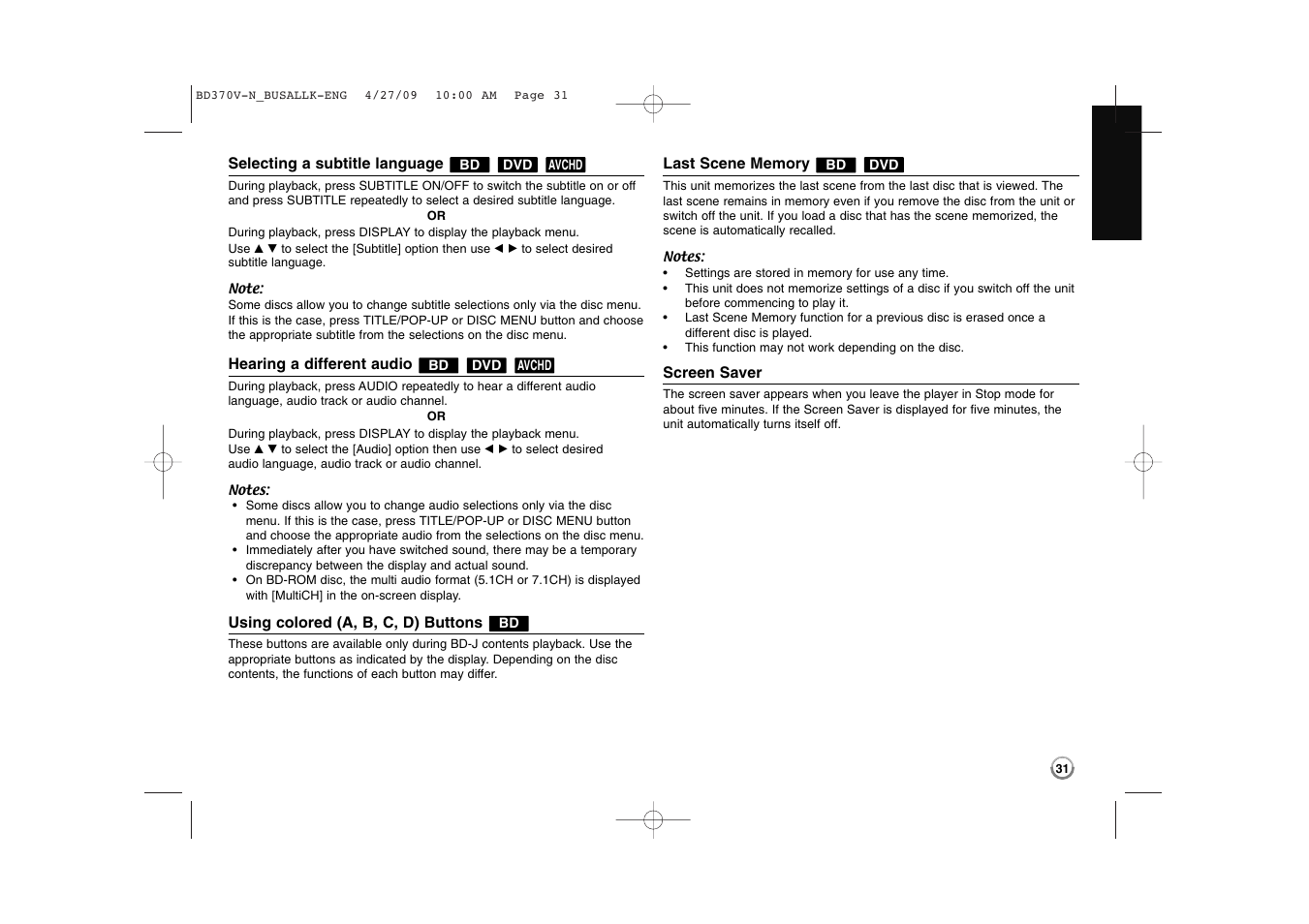 LG BD370 User Manual | Page 31 / 56