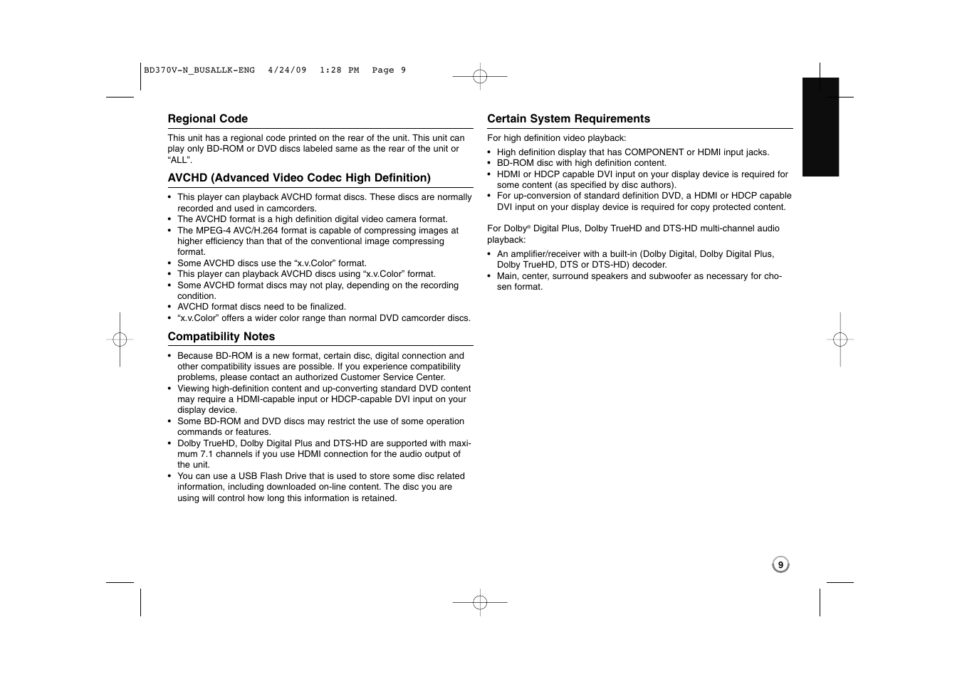 LG BD370 User Manual | Page 9 / 56