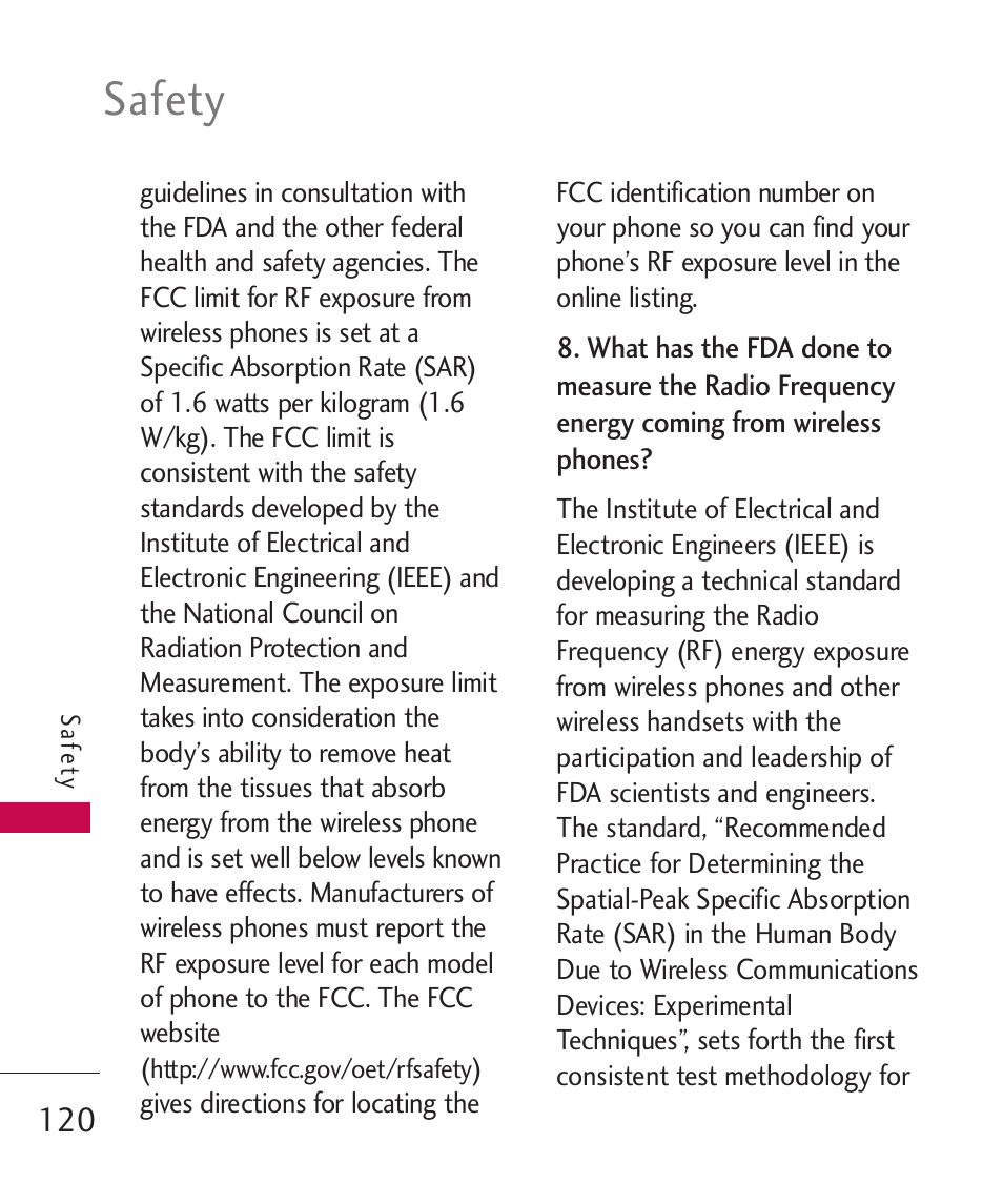 Safety | LG LGUX700 User Manual | Page 122 / 295
