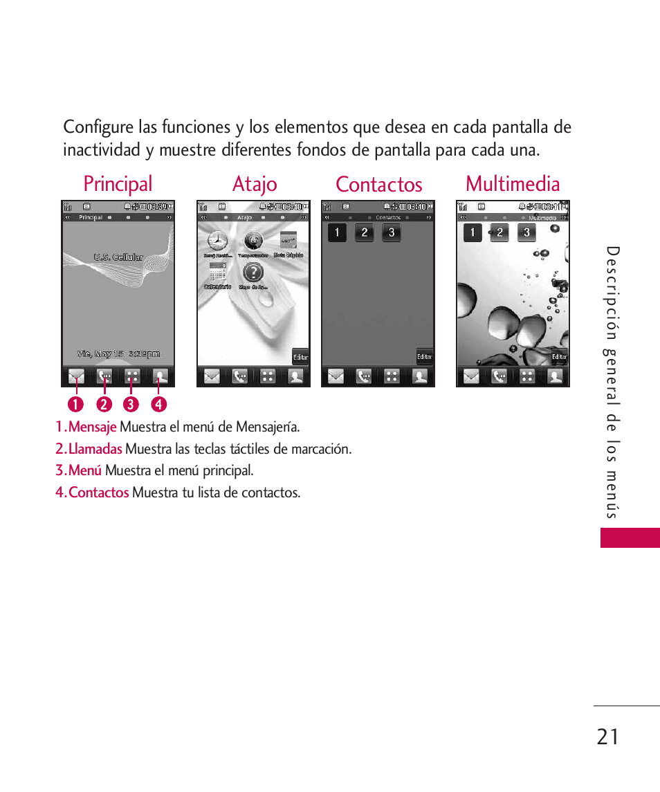 Principal multimedia atajo contactos | LG LGUX700 User Manual | Page 165 / 295