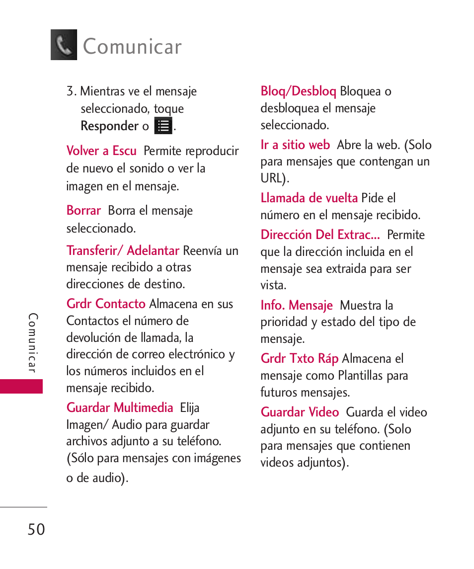 Comunicar | LG LGUX700 User Manual | Page 194 / 295