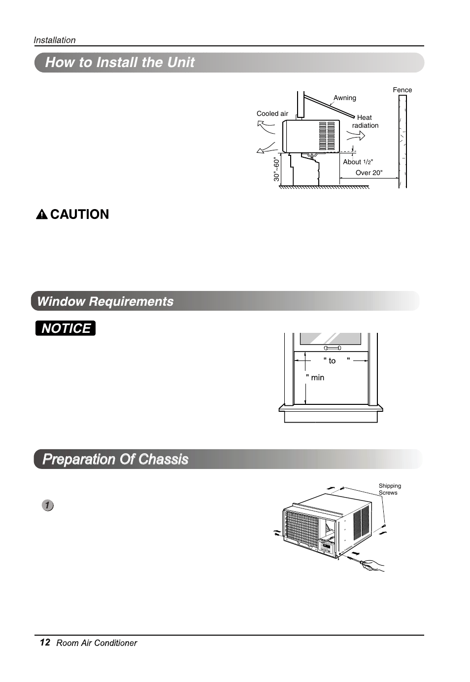 How to install the unit, Preparation of chassis, Notice | LG LW7014HR User Manual | Page 12 / 48