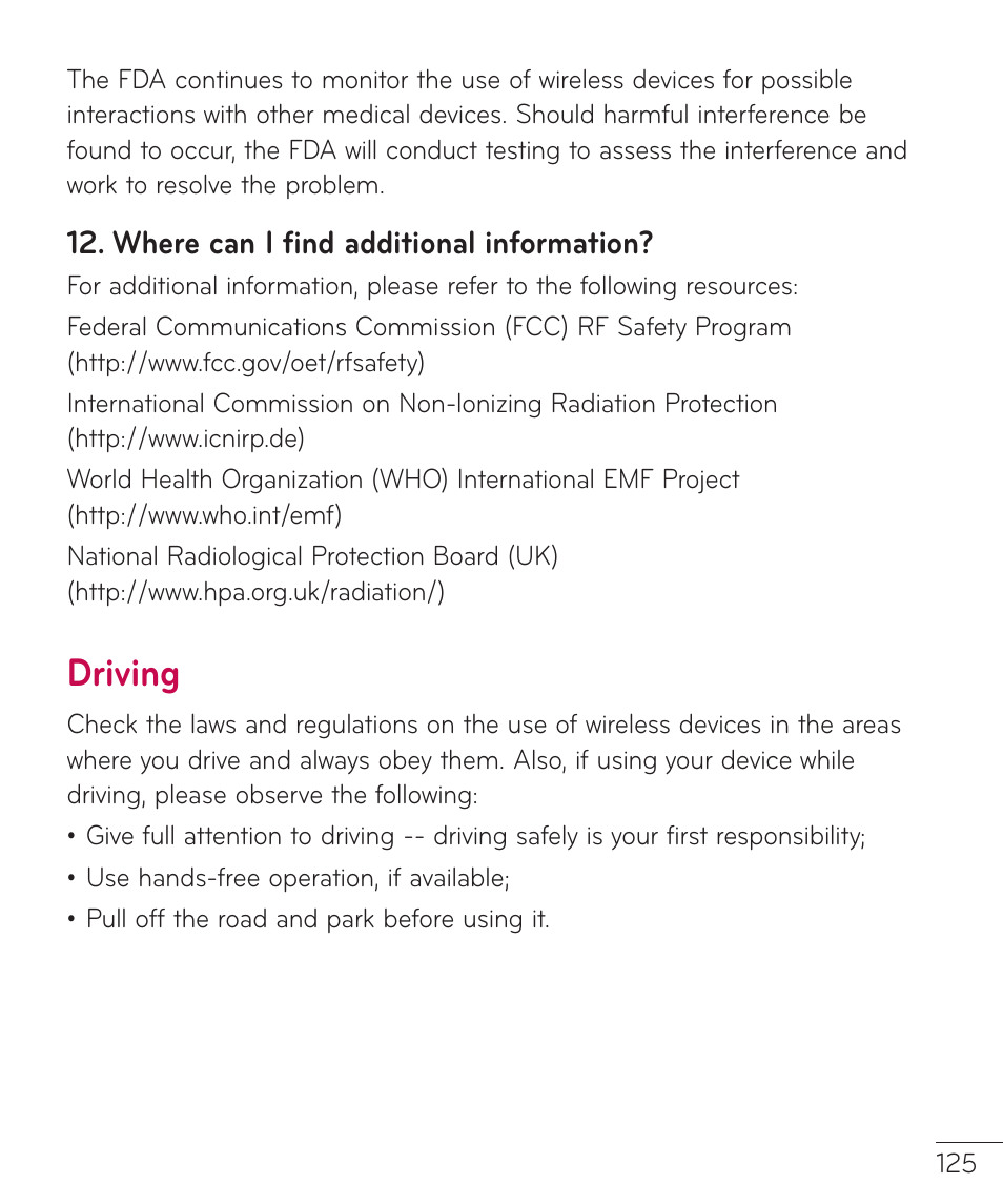 Driving | LG LGV400 User Manual | Page 127 / 132