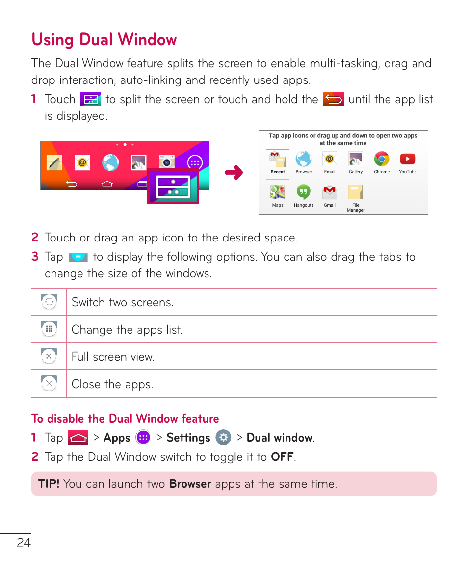 Using dual window | LG LGV400 User Manual | Page 26 / 132