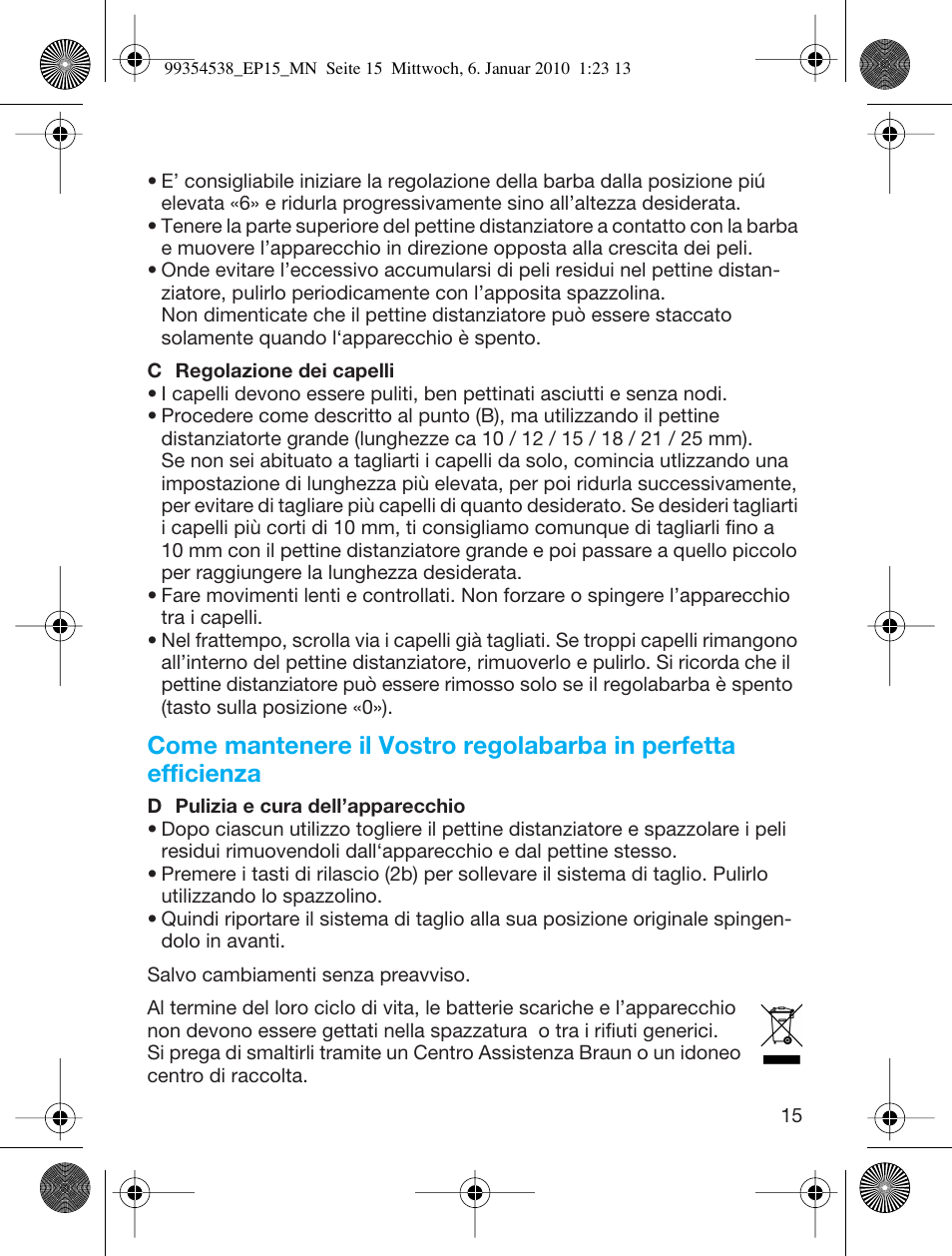 Braun EP15 Exact Power battery EU User Manual | Page 15 / 37