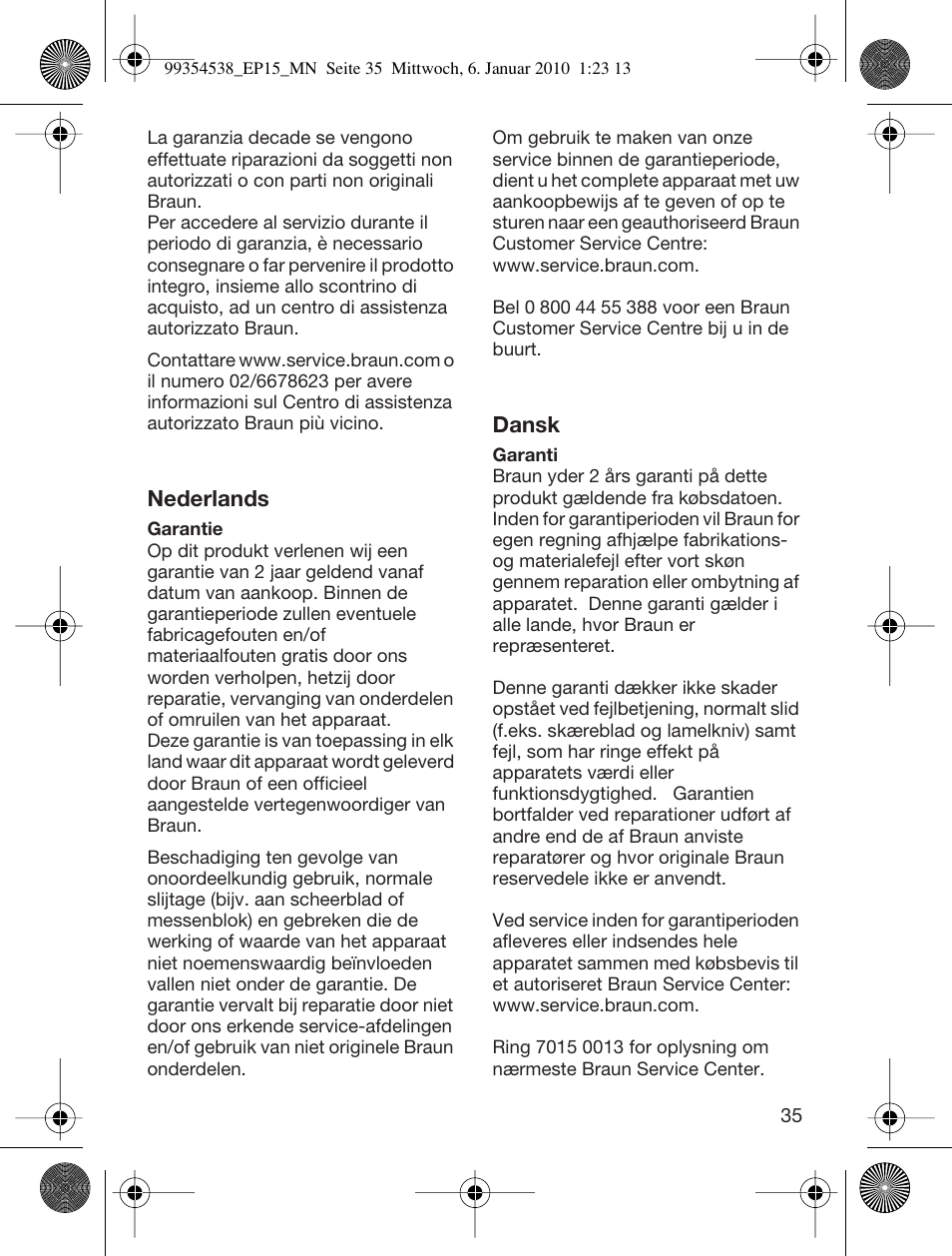 Braun EP15 Exact Power battery EU User Manual | Page 35 / 37