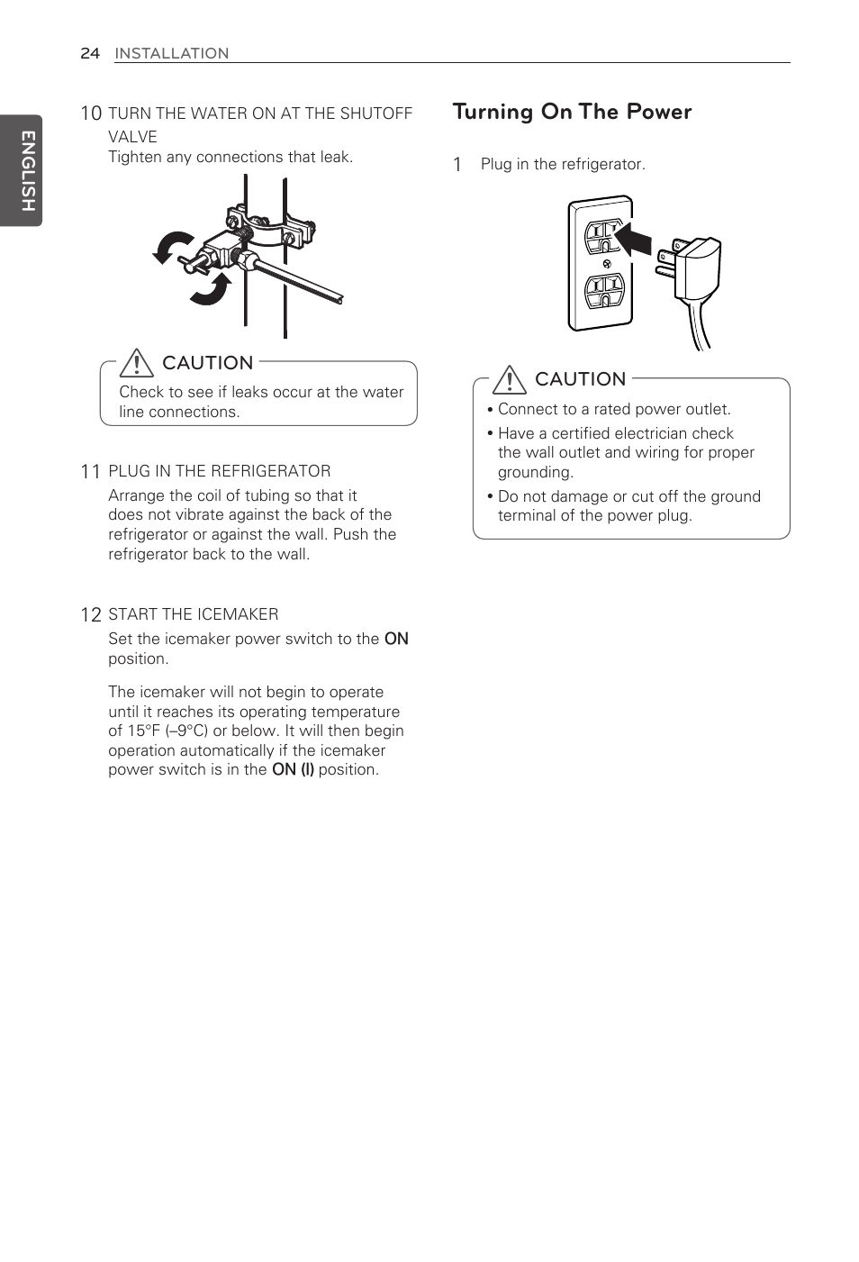 Turning on the power | LG LFX29945ST User Manual | Page 24 / 61