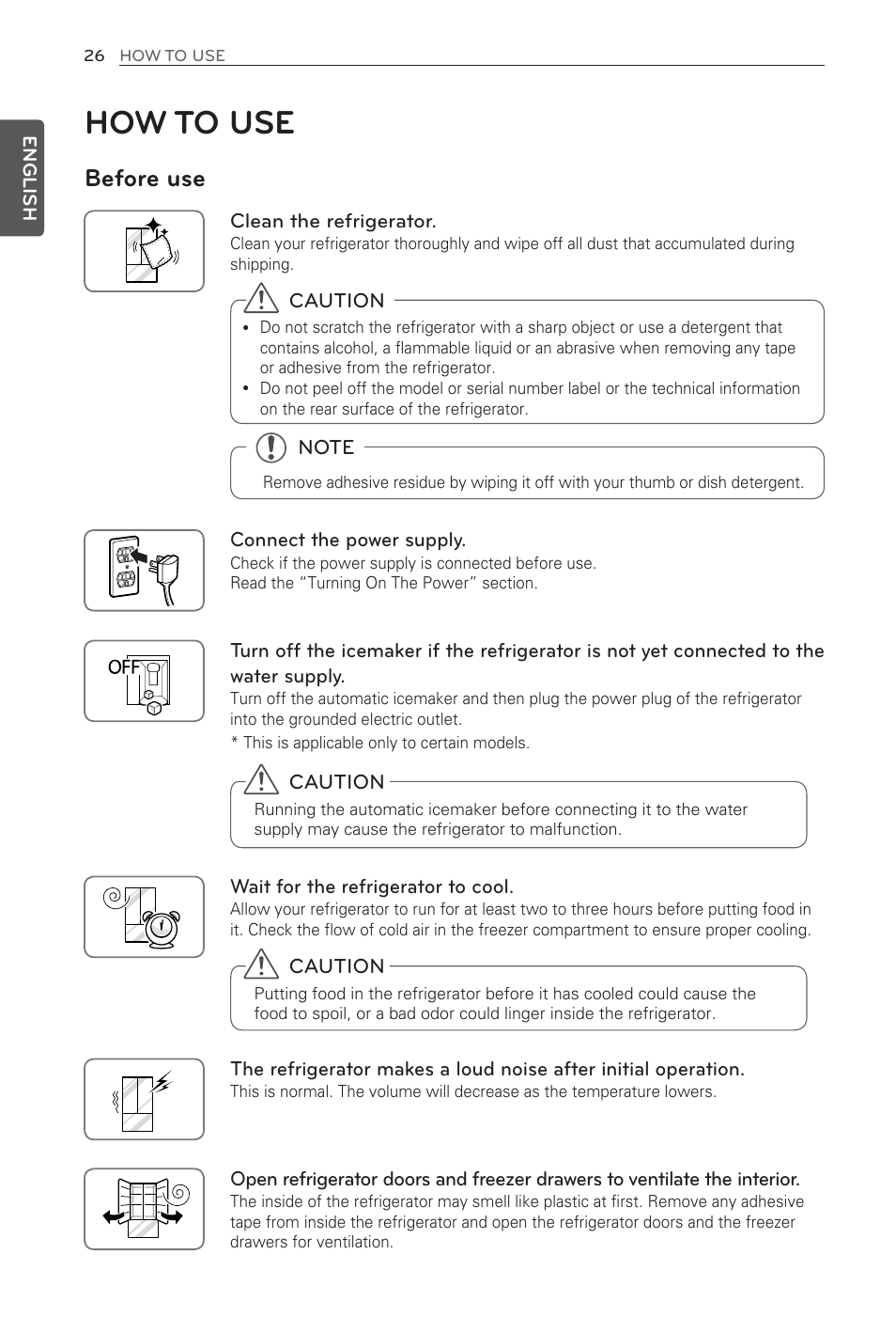 How to use, Before use | LG LFX29945ST User Manual | Page 26 / 61
