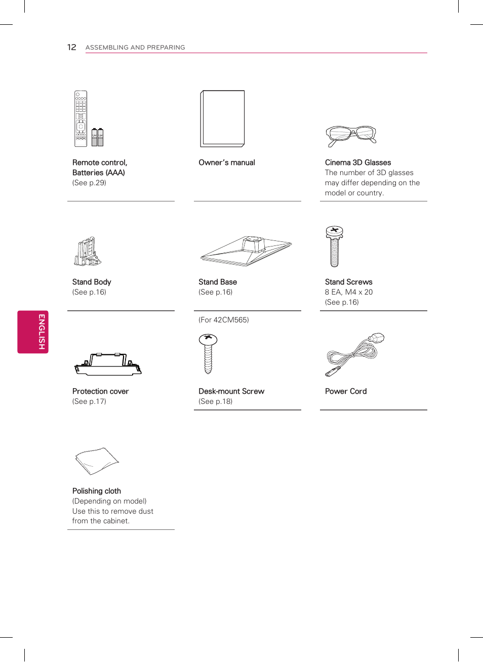 English | LG 47CM565 User Manual | Page 12 / 40
