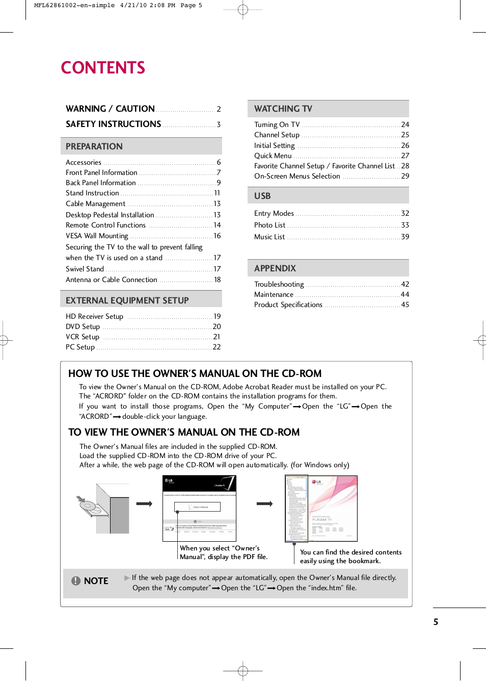 LG 50PK540 User Manual | Page 7 / 50