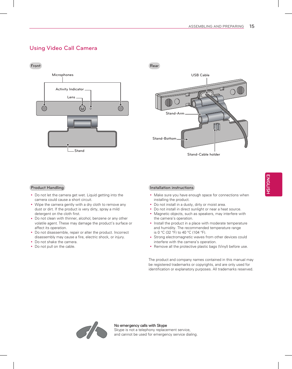 Using video call camera | LG 55EA8800 User Manual | Page 15 / 40