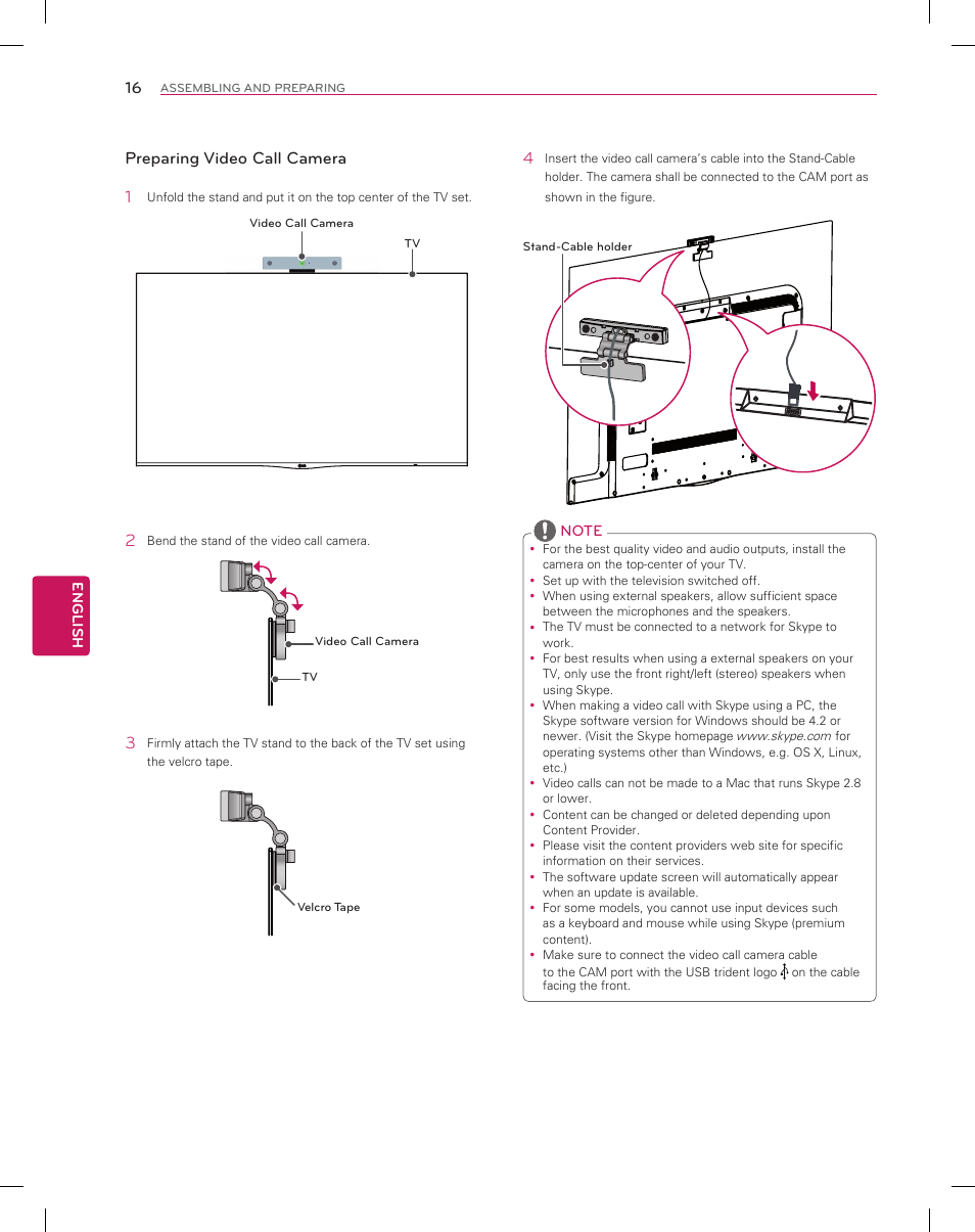 Preparing video call camera 1 | LG 55EA8800 User Manual | Page 16 / 40