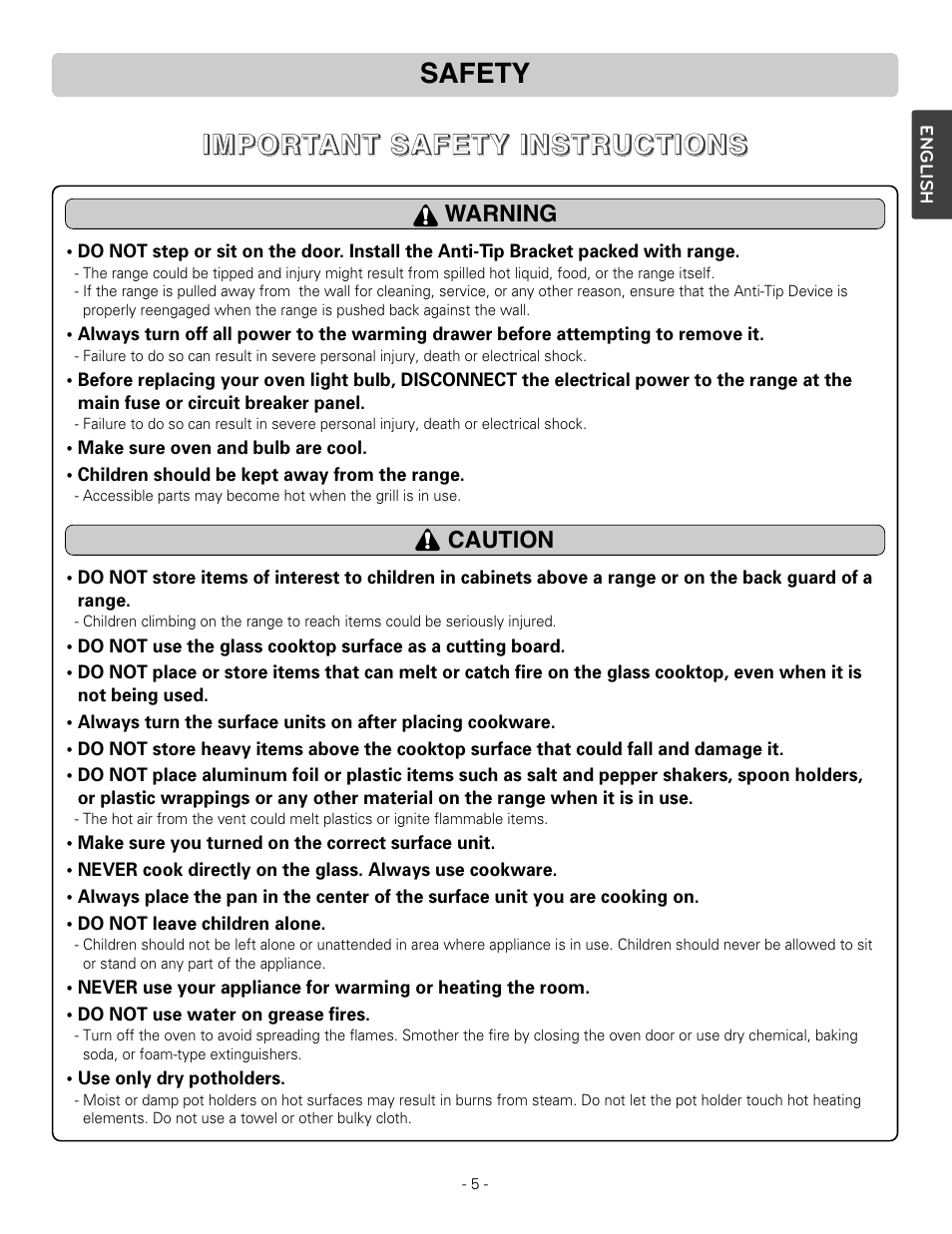 LG LSRE307ST User Manual | Page 5 / 41