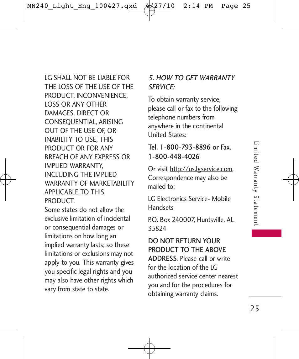 LG MN240 User Manual | Page 27 / 58