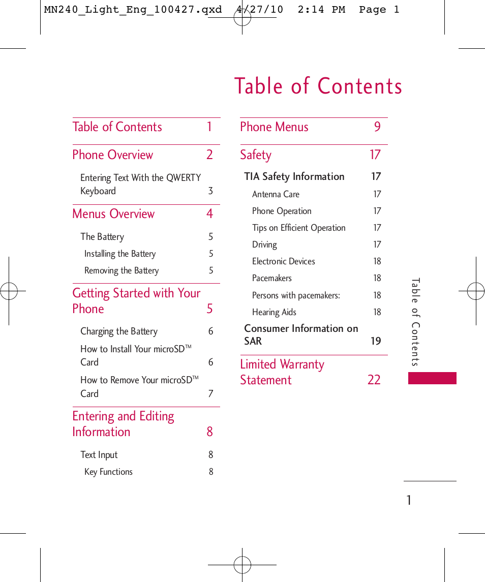 LG MN240 User Manual | Page 3 / 58