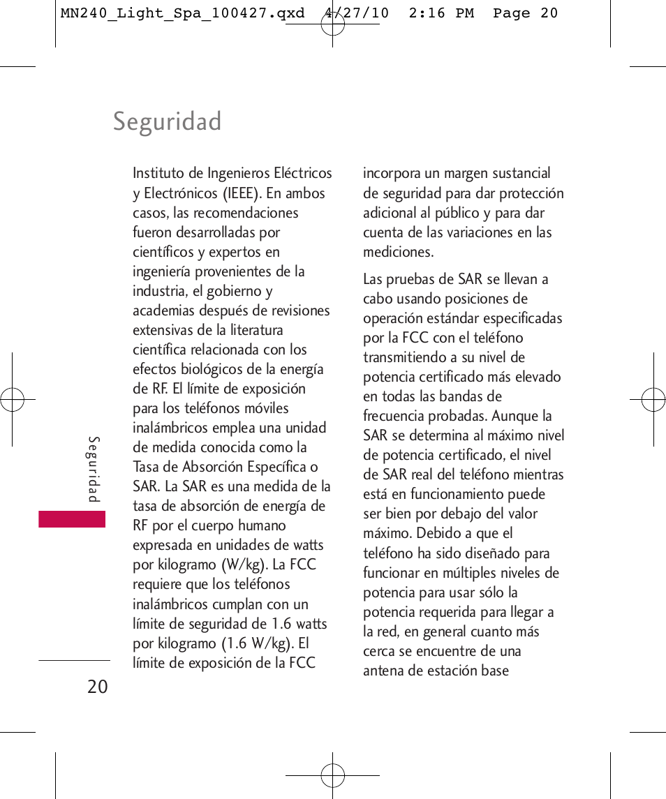 Seguridad | LG MN240 User Manual | Page 49 / 58