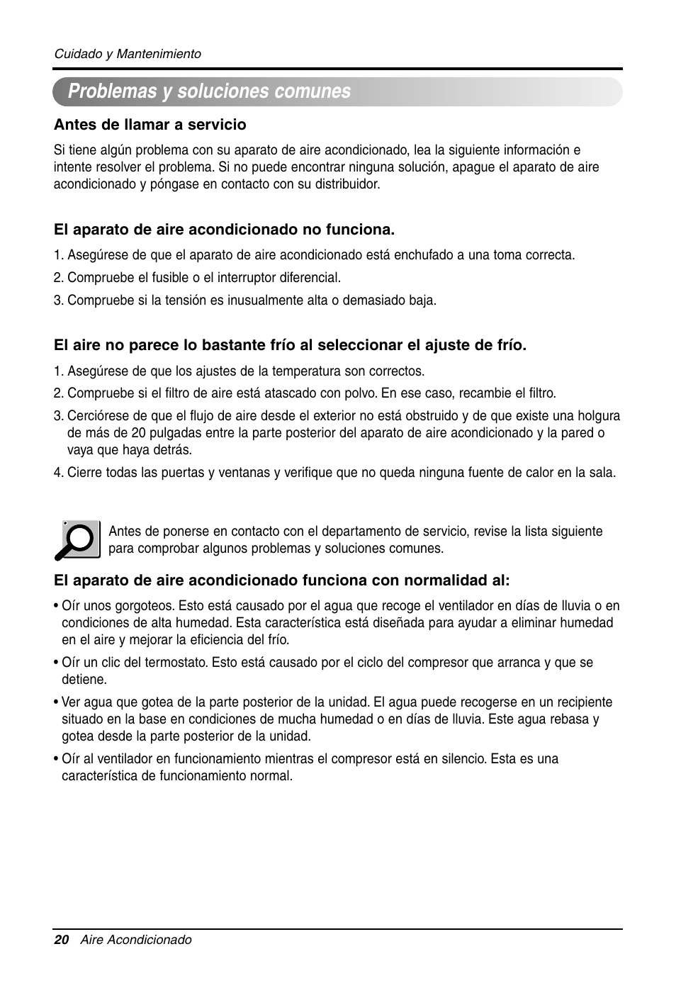 Problemas y soluciones comunes | LG LW1012CR User Manual | Page 41 / 47