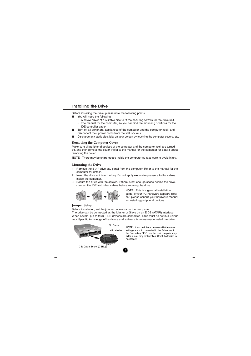 Installing the drive | LG GSA-H44N User Manual | Page 8 / 15