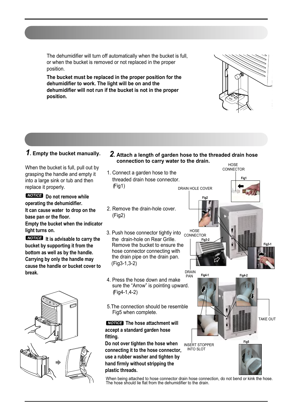 Automatic shut off disposing of collected water, 12 dehumidifier operating instructions | LG LD451EGL User Manual | Page 12 / 32