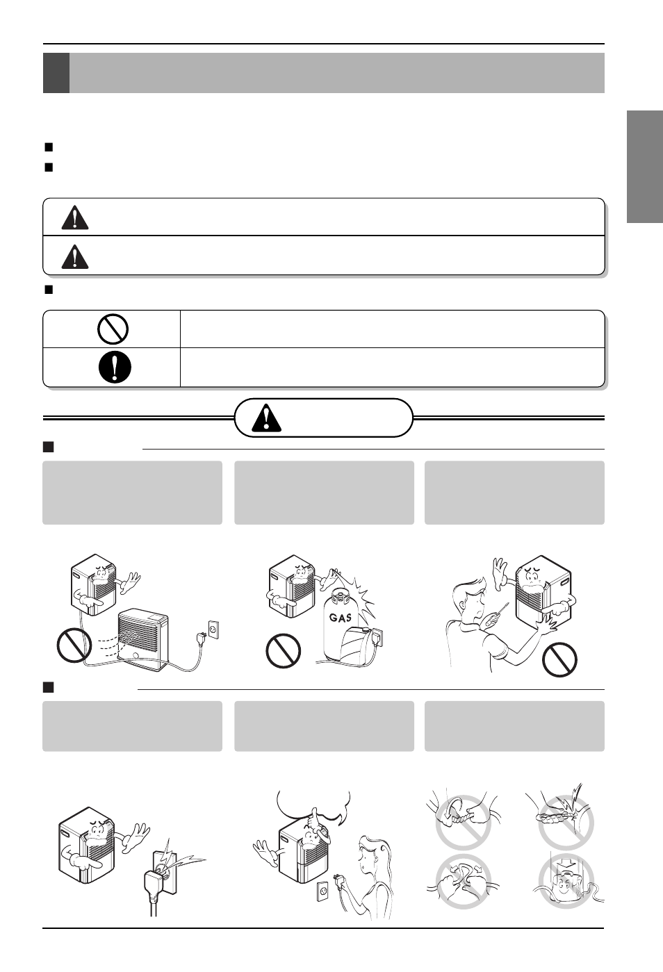 Safety precautions, Read all instruction bef, Read all instruction bef ore using ore using | Warning, Caution, English, Be sure not to do | LG LD451EGL User Manual | Page 3 / 32