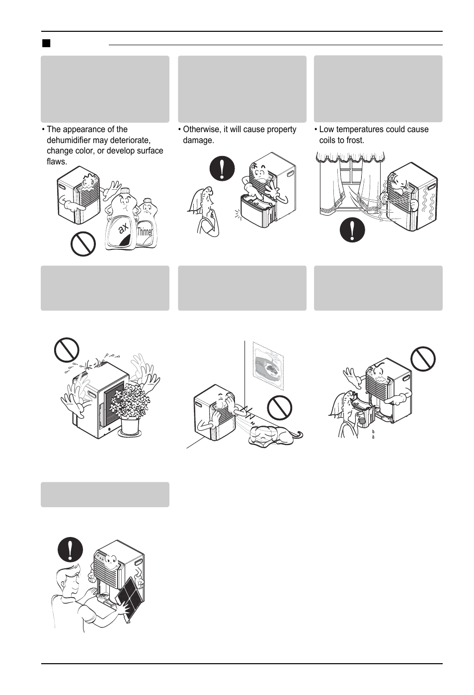 Operation, Thinner, 6 dehumidifier safety precautions | LG LD451EGL User Manual | Page 6 / 32