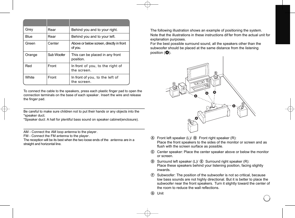 Positioning the system | LG LHB977 User Manual | Page 13 / 65