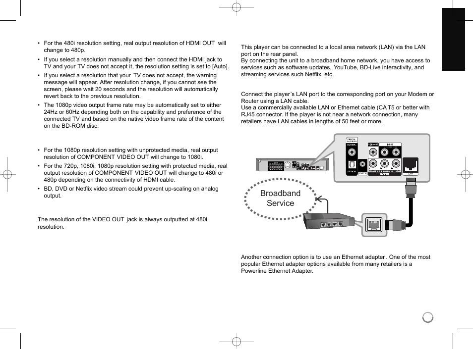 Internet connection, Broadband service | LG LHB977 User Manual | Page 17 / 65