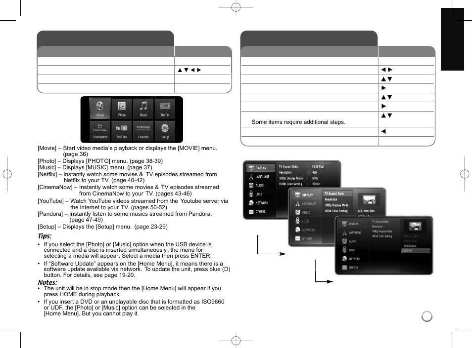 Using the home menu, Adjust the setup settings | LG LHB977 User Manual | Page 23 / 65