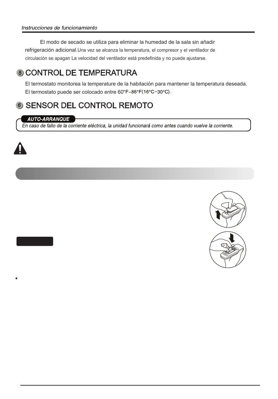 Insertar las baterías del control remoto, Consejo, Control de temperatura | Sensor del control remoto | LG LW1813ER User Manual | Page 38 / 48