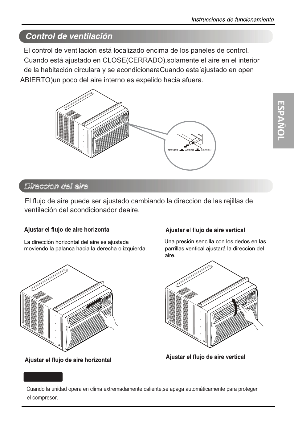 Direccion del aire, Consejo | LG LW1813ER User Manual | Page 39 / 48