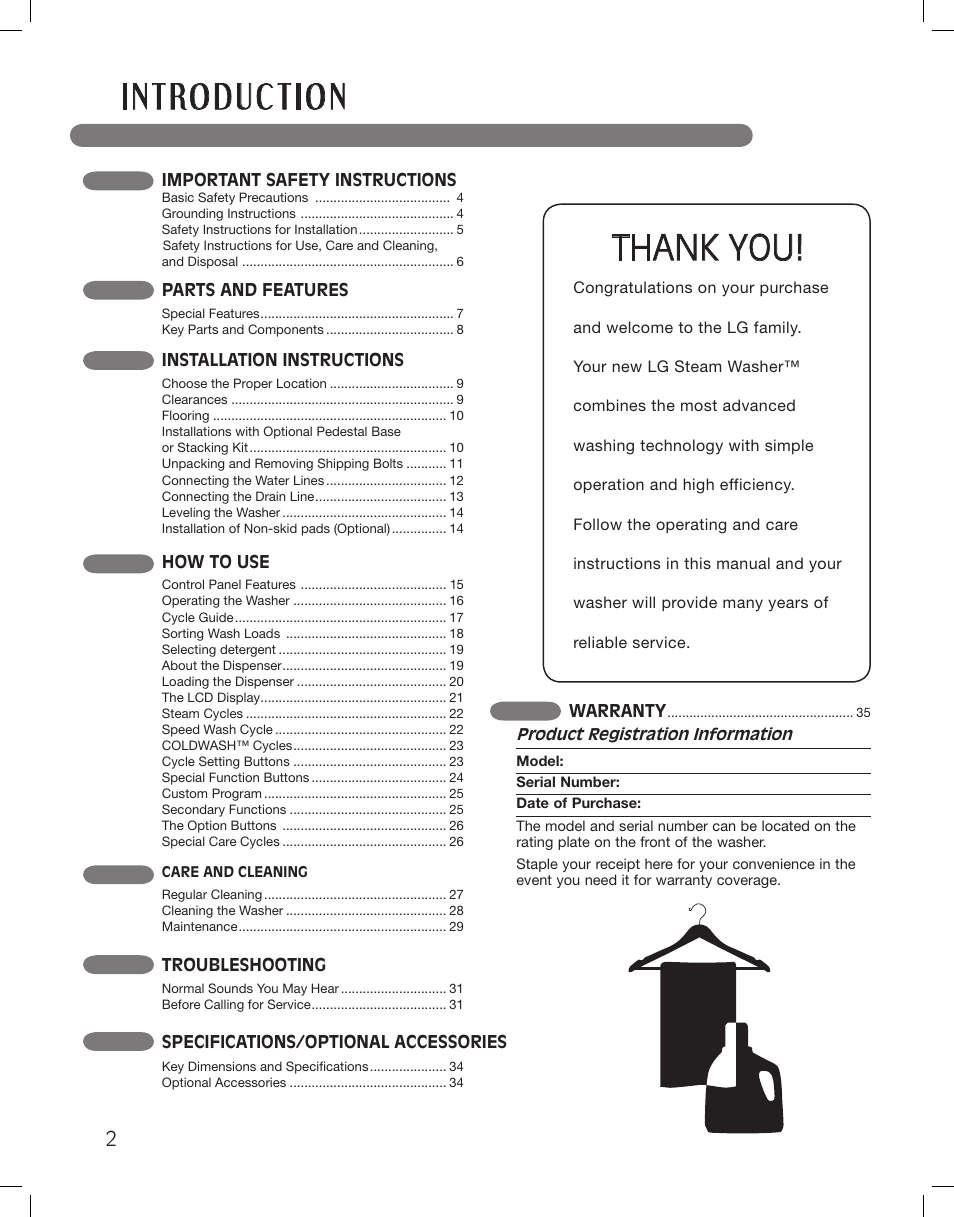 LG WM3875HVCA User Manual | Page 2 / 108