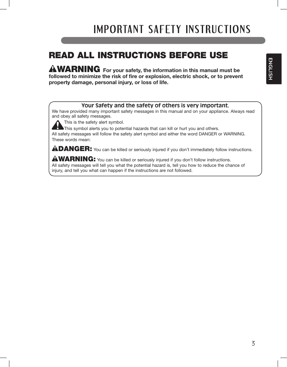 Wwarning, Read all instructions before use, Wdanger | LG WM3875HVCA User Manual | Page 3 / 108