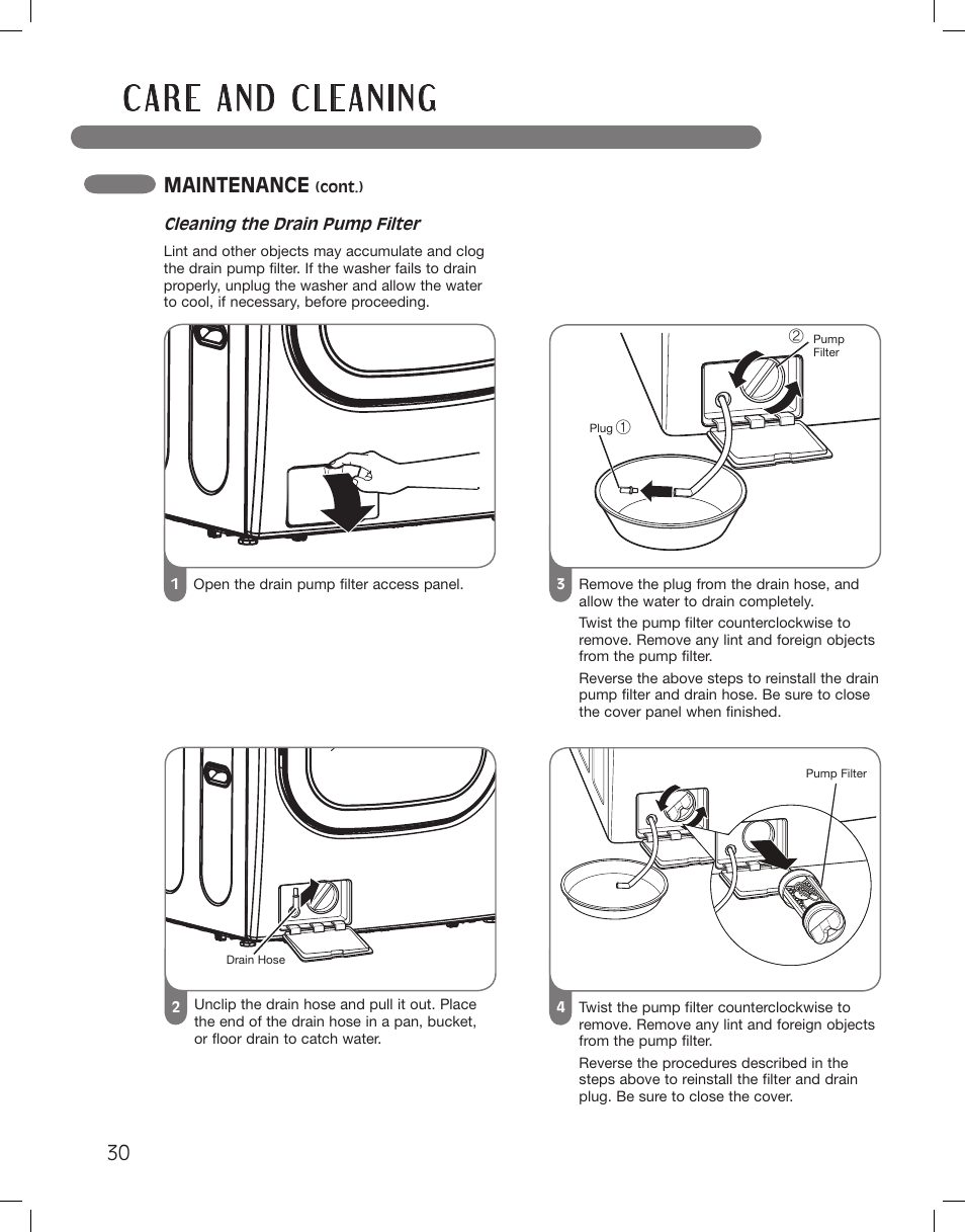 Maintenance | LG WM3875HVCA User Manual | Page 30 / 108