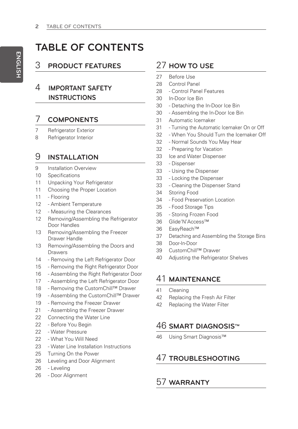 LG LMXS30776S User Manual | Page 2 / 61