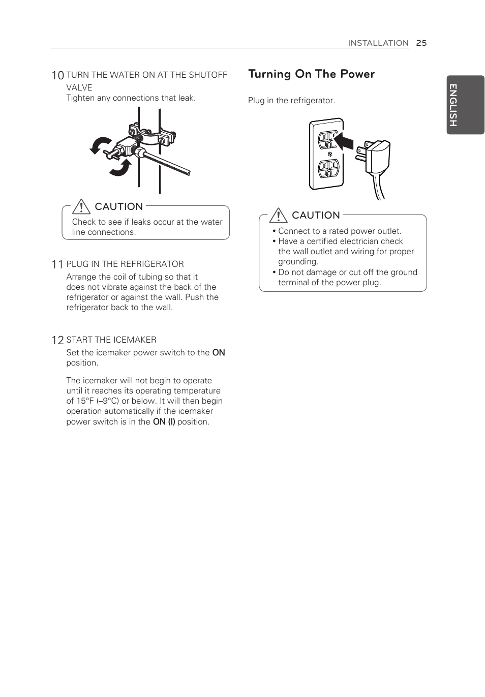 Turning on the power | LG LMXS30776S User Manual | Page 25 / 61