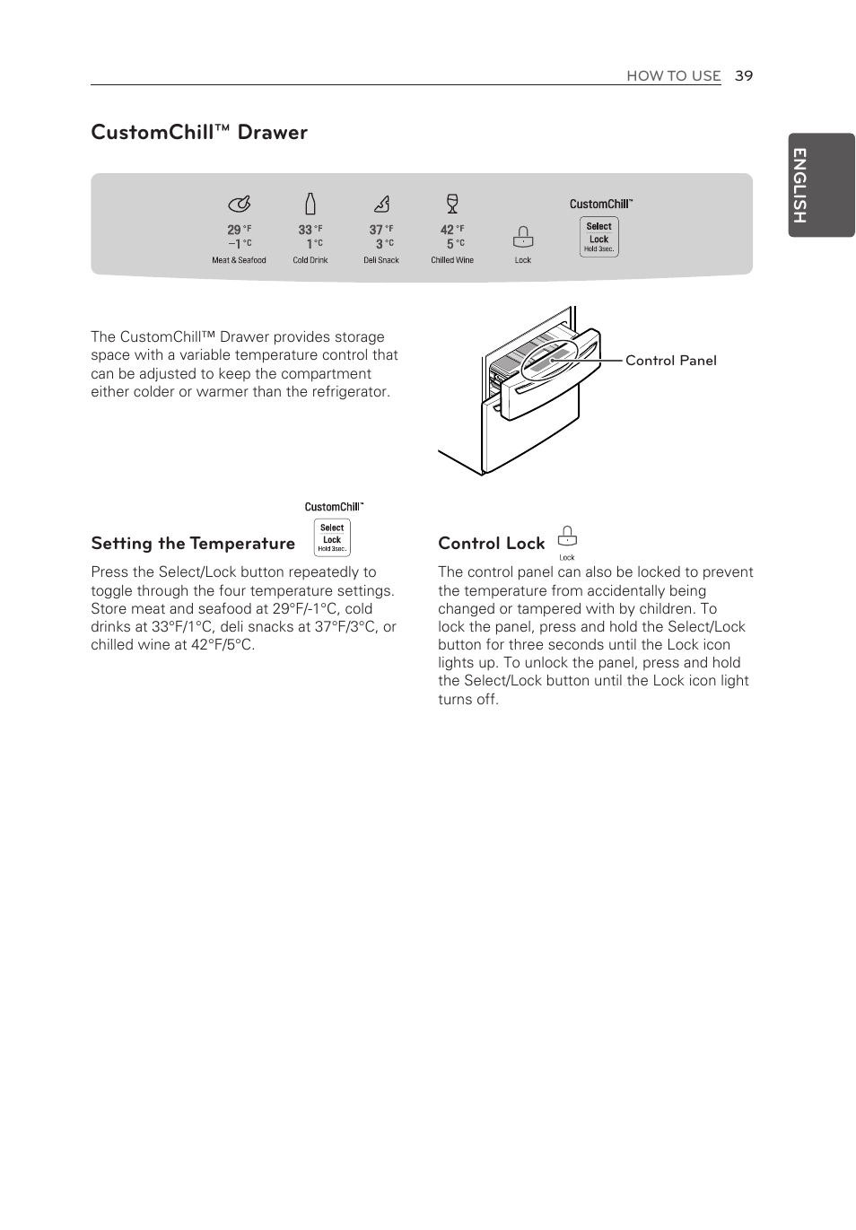 Customchill™ drawer | LG LMXS30776S User Manual | Page 39 / 61