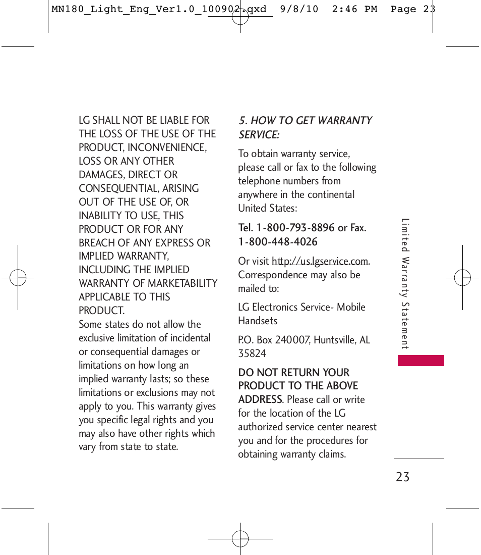 LG LGMN180 User Manual | Page 25 / 55